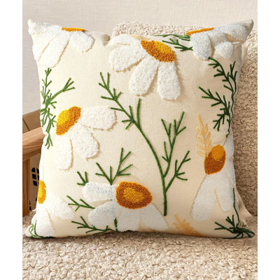 Embroidered Throw Pillow Cover