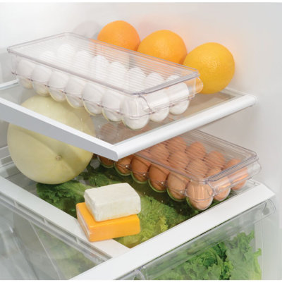 iDesign Plastic Egg Holder - Holds 21 Eggs - Set of 2 - Clear