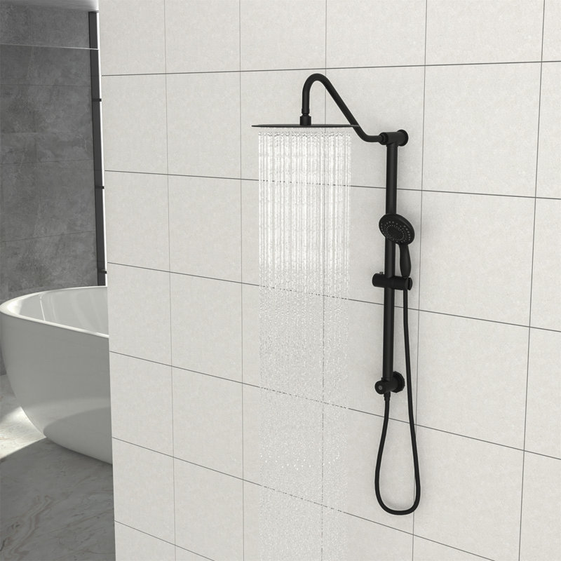 Système de douche 10 pouces avec pomme de douche à main 5 fonctions et barre coulissante 26,3 po