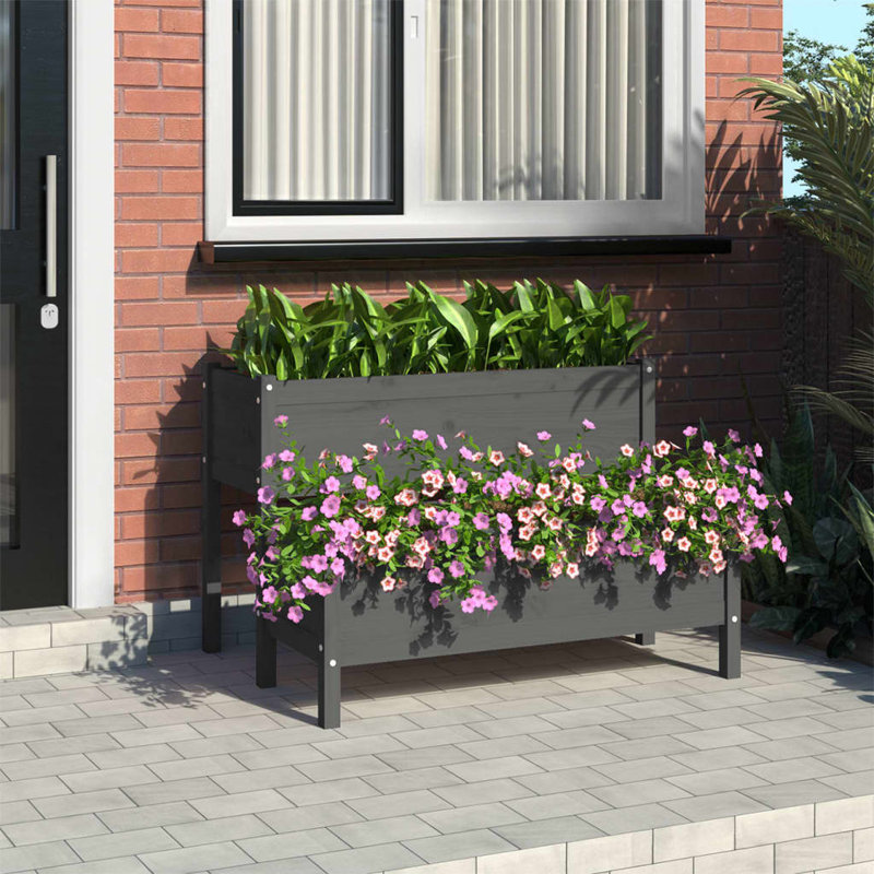 Anyssa Wood Raised Garden Bed, Grey, 75cm H x 110cm W x 84cm D