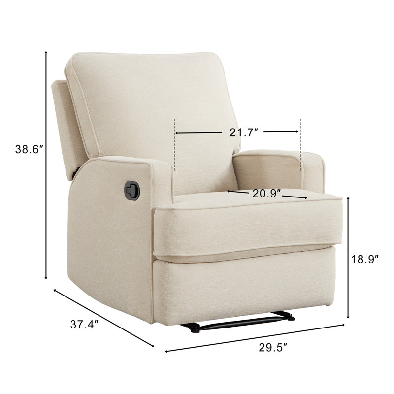 29.5" Wide Modern Refined Linen Upholstered Standard Manual Recliner, Beige