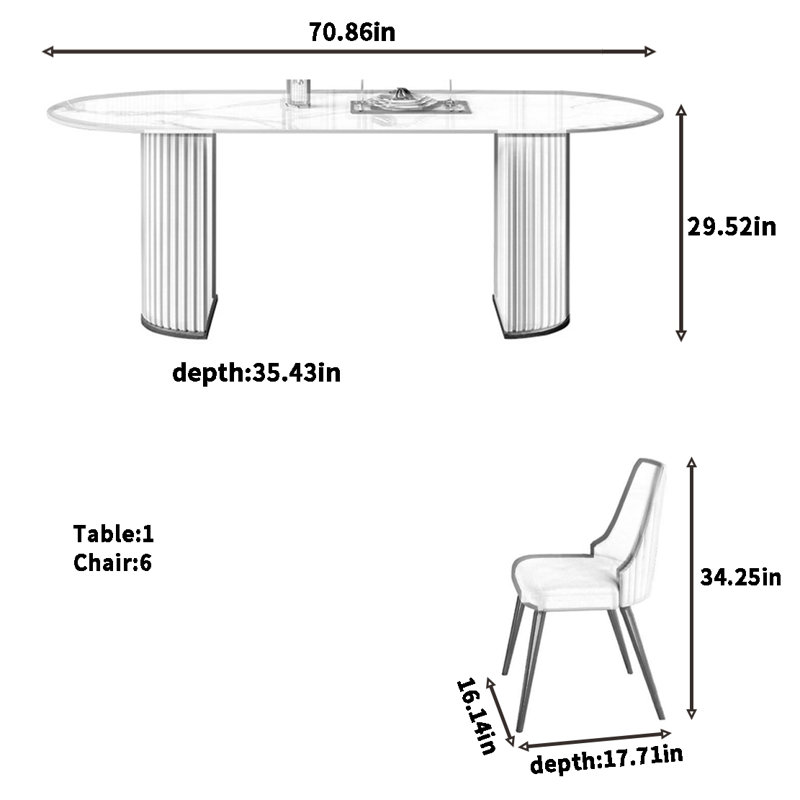 Combinaison de table et de chaises en pierre de luxe légère