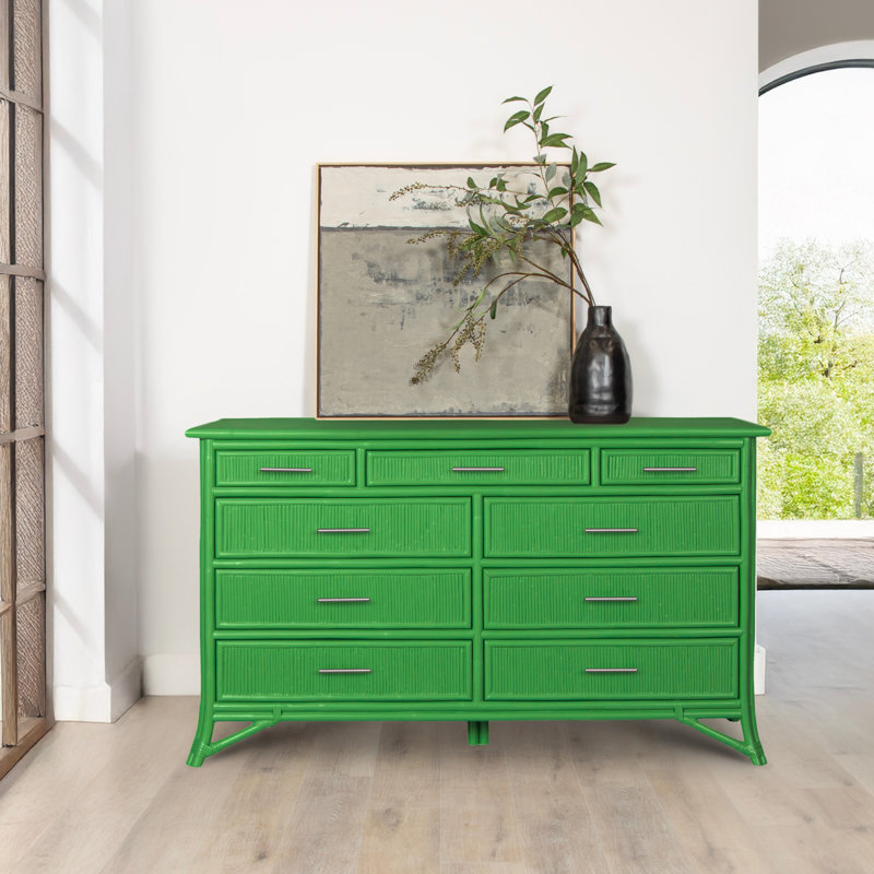 Commode double 9 tiroirs Bermuda, Vert vif