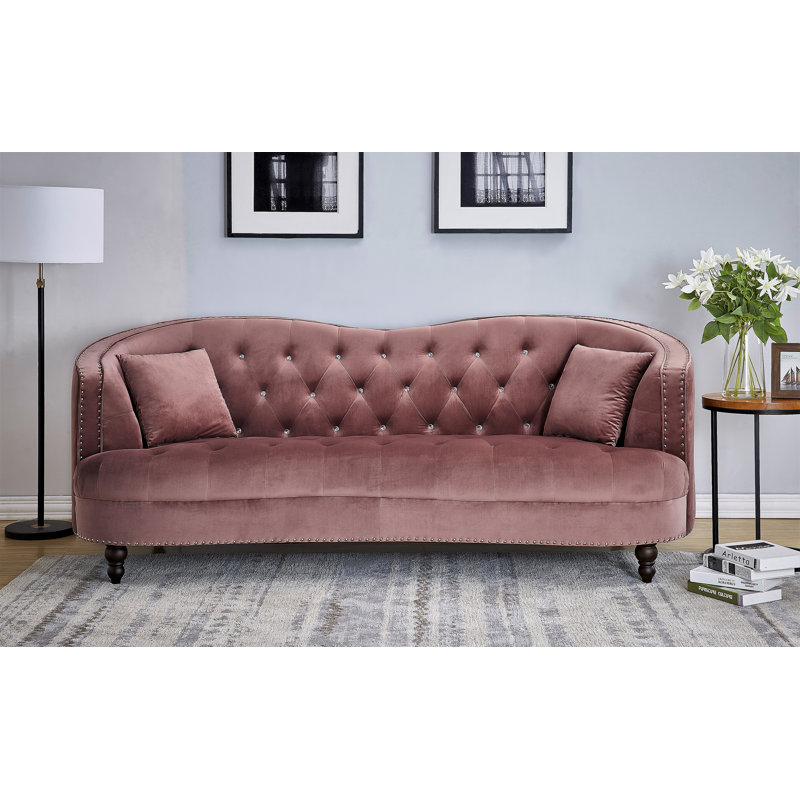 Areli 89.7'' Velvet Sofa, Rose Velvet