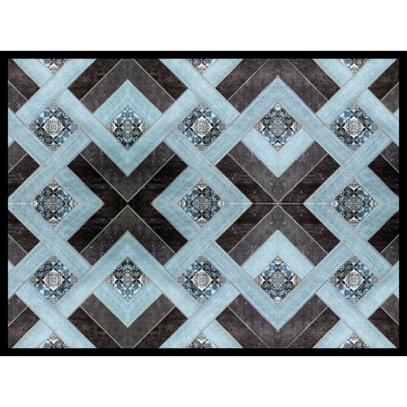 Norene Non-Slip Geometric Outdoor Doormat, 2cm H x 55cm L x 40cm W