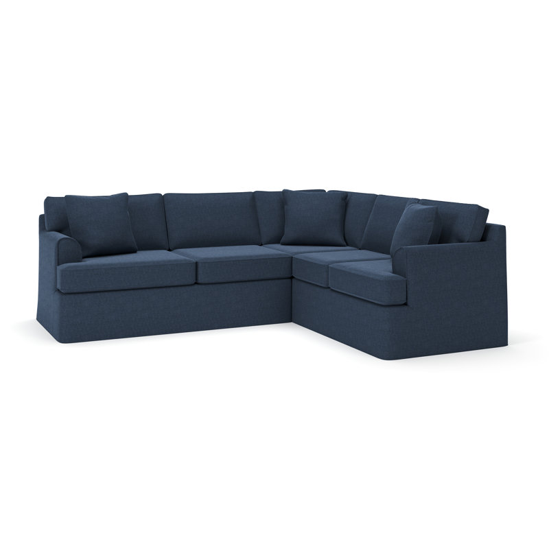 Canapé modulaire 2 pièces Conradina, Natté bleu marine Drusky Sustain®, Orienté à droite