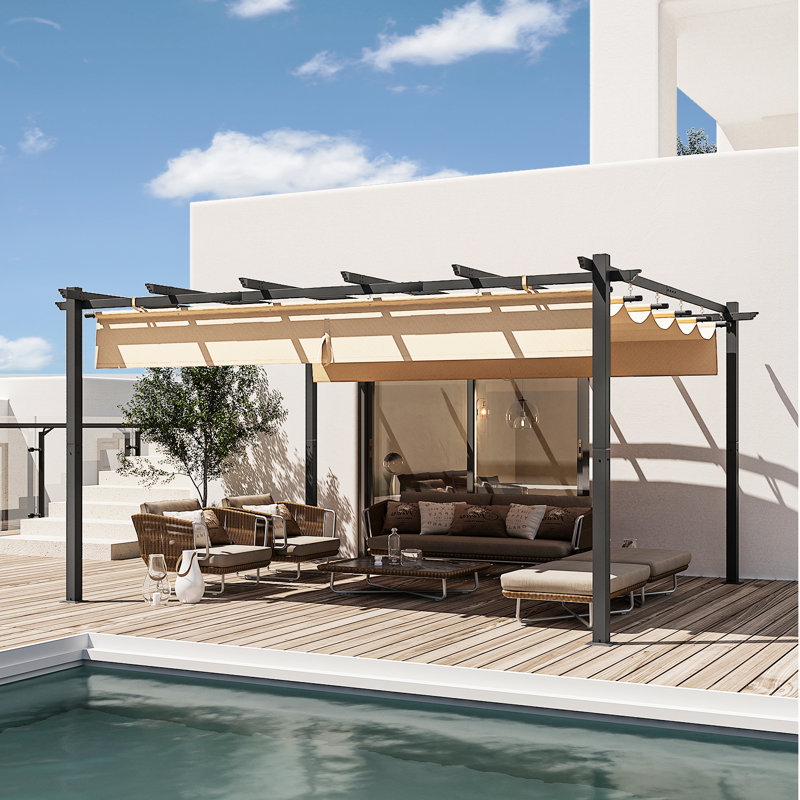 14 pi. L 12 pi x Pergola en aluminium avec auvent
