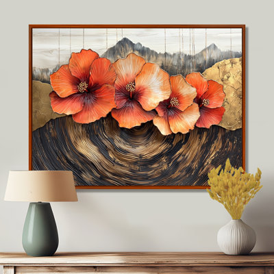 Hibiscus Flowers Field On A Wooden Horizon III - Hibiscus Wall Art