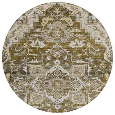Tapis rond 8 po beige beige et taupe