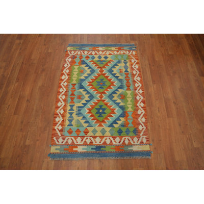Colorful Southwestern Style Floor Kilim Rug 3X4