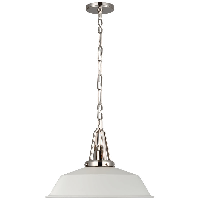 Chapman & Myers Layton Pendant, 87.88" H x 20" W x 20" D, Matte White, Polished Nickel