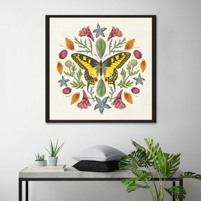 « papillon mandala iii », impression, H 21,5 po x l 21,5 po x P 2 po, Cadre flottant espresso