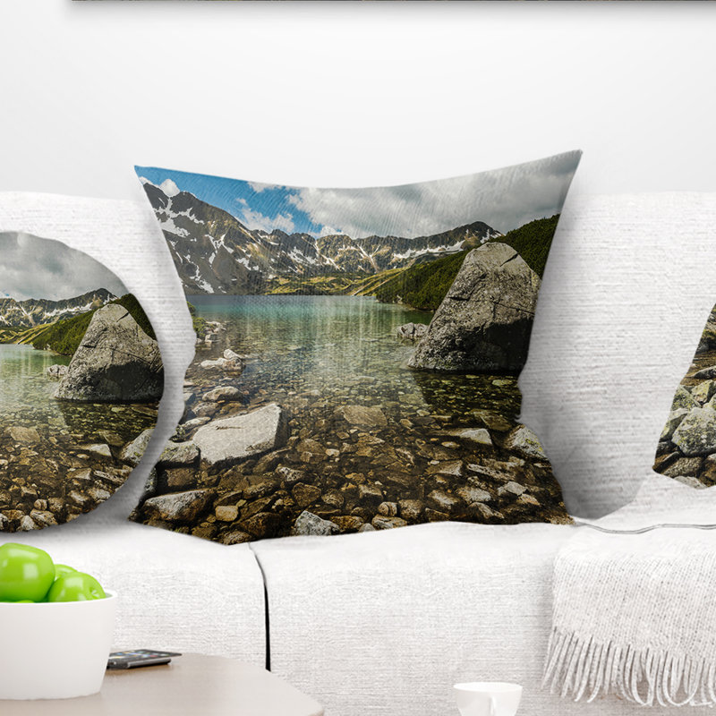 Coussin imprimé "étang" dans cinq lacs valley landscape, 18 po x 18 po, Coussin décoratif