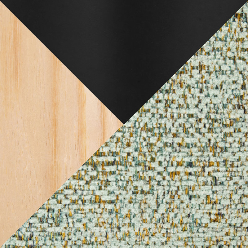 Tabouret de bar réglable avec pivot, Naturel/noir, Vert / tissu