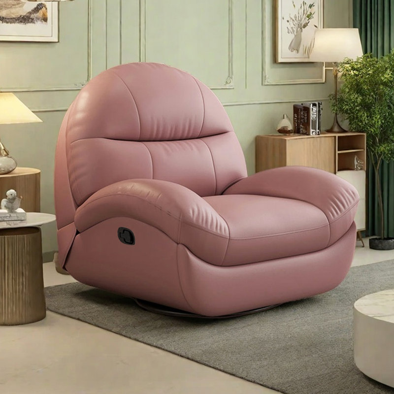 Multi-functional Single Recliner with Faux Leather, Pink