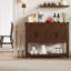 Armoire de style campagnard 47,2 po avec 2 tiroirs, 4 armoires à 4 portes et tablette ouverte, console, bar, buffet étroit pour la cuisine, le couloir ou le salon-2088601488