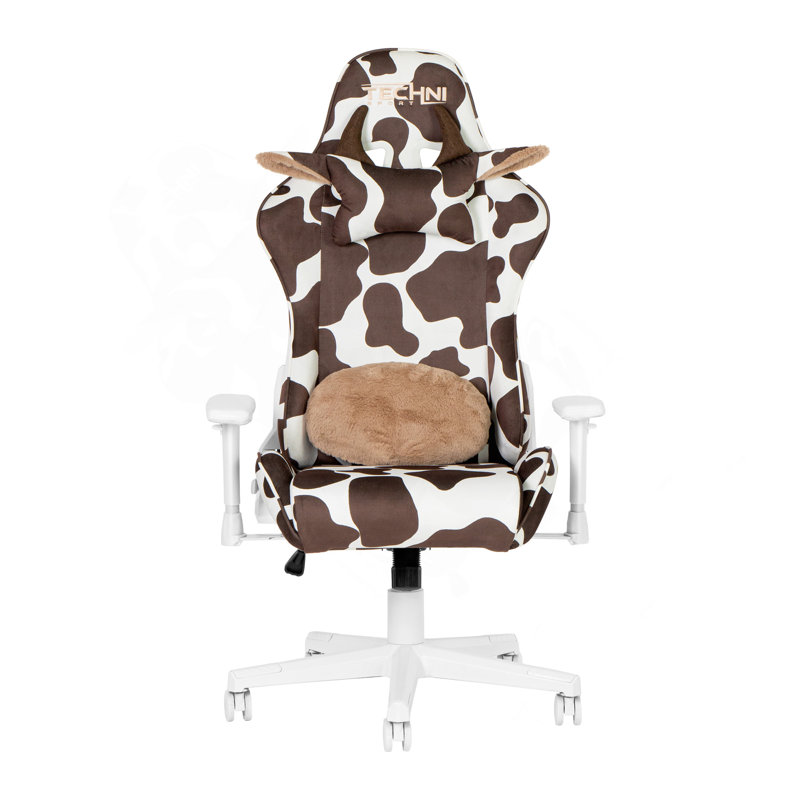 Techni Sport TS85 COW Series Gaming Chair, Brown/White