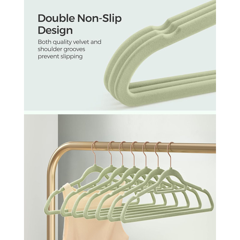 Velvet Hangers, Set Of 50 Clothes Hanger With Rose Goldswivel Hook，UCRF021GR50