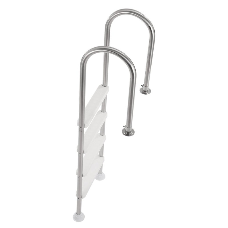 Stainless Steel Pool Ladder 4-Step 2 Handrail Loads 265 lb for 54 In Decked Pool