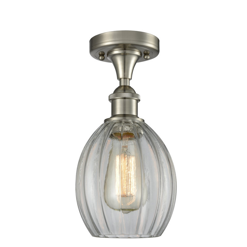 Bolduc Semi Flush Mount, Brushed Satin Nickel, No Bulb Included, Clear