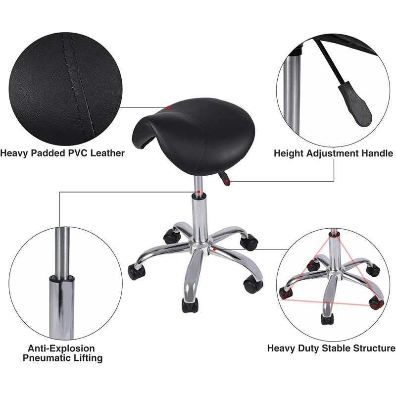 Lamel Adjustable Height Ergonomic Lab Stool with Footring Wheels
