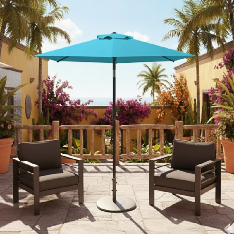 Parasol bleu 7,5 pi avec lève-manivelle, auvent filé bloquant pour la terrasse