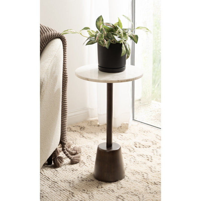 Table de bout Cora, Blanc / Brun foncé