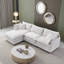 Canapé modulaire en L de 105 po avec repose-pieds en tissu chenille de 105 po beige-1317025123