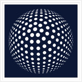 Navy Sphere 3' Framed Graphic Art Print on Glass