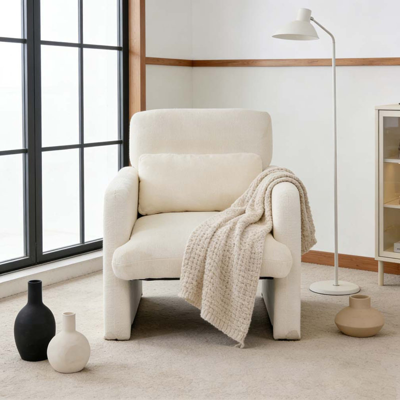 Chaise d'appoint moderne, Blanc ancien
