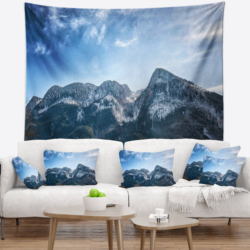 Tapisserie paysagez des montagnes avec soleil évasé, H 68 po x l 80 po