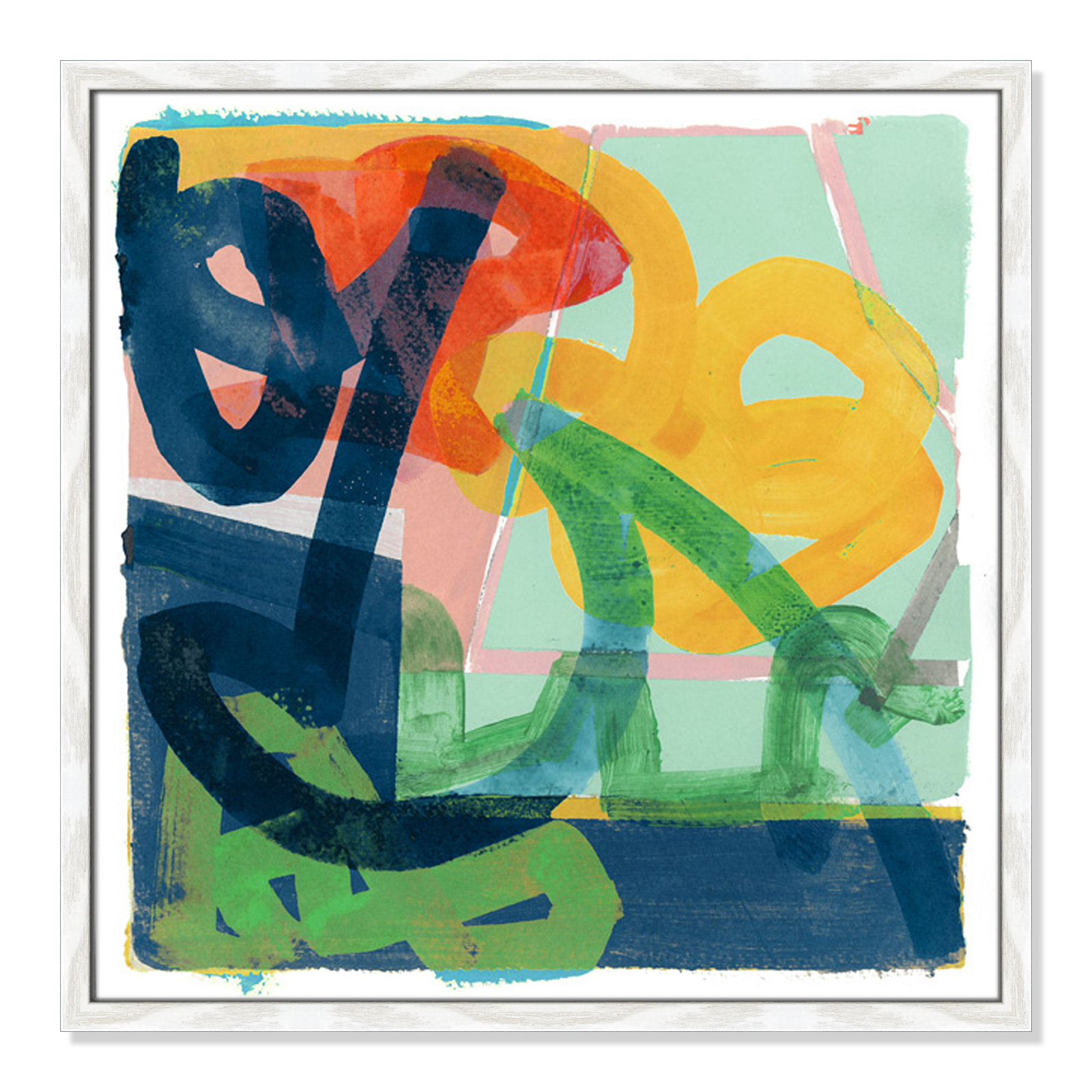 Dwyer "Link" Painting by Cartissi, White Framed, 23.5" H x 23.5" W x 0.75" D