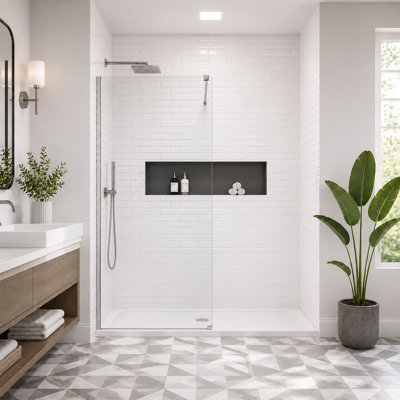 Cascada 36" W x 76" H Frameless Single Panel Shower Door, 3/8" 10mm Tempered Glass, Chrome