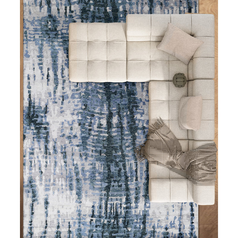 Wool Abstract Area Rug, Rectangle 6' x 9'