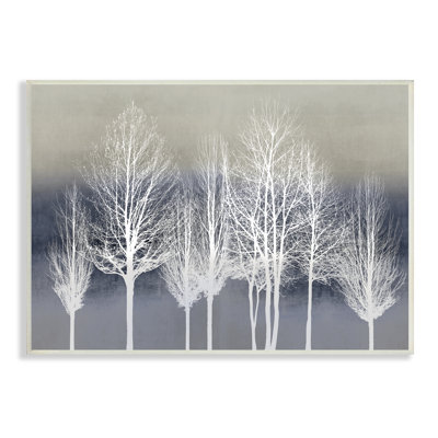 " Modern Tree Forest Winter Landscape Over Pattern " by Kate Bennett