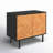 Liam 35" Mid-Century Modern 2-Door Accent Cabinet with Shelves in Natural Wood Print and Black-125405516