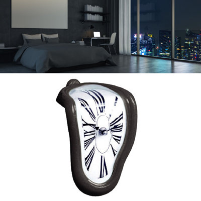 Horloge fondante décorative rétro en plastique noir métallisé