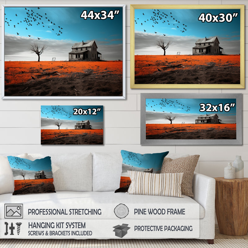 «Farmhouse Morning Serenade», reproduction sur toile, Cadre photo argenté, H 30 po x l 40 po x P 1,5 po