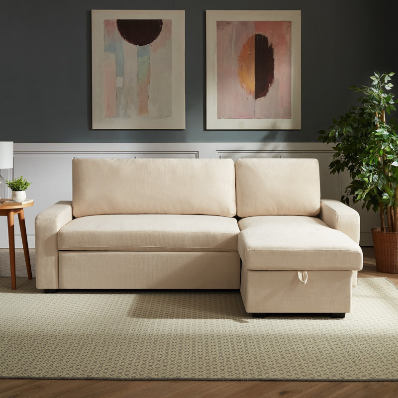 Coeburn Reversible Corner Sofabed with Storage, Cream