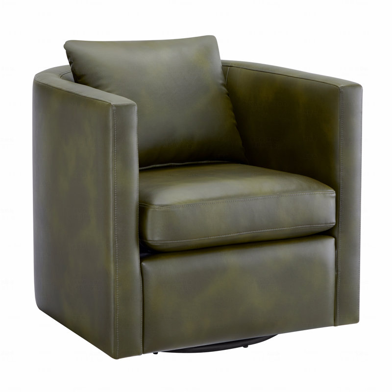 Fauteuil d'appoint pivotant à fonction demi-tonneau - Revêtement en similicuir vert, Vert