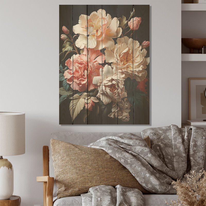 Rhododendron orné de fleurs - Rhododendron, art sur bois de pin naturel, H 20 po x l 10 po