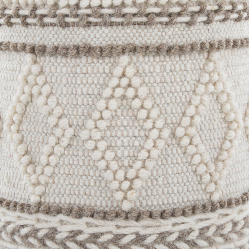 Repose-pieds de rangement 18 po en laine tissée à la main avec motif touffeté et noué