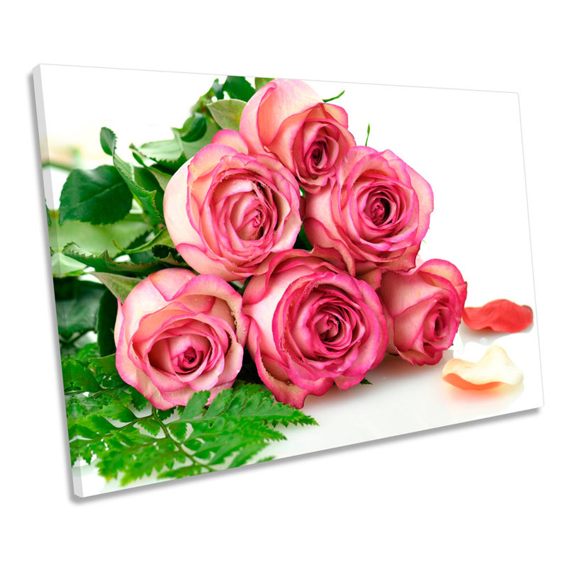 Pink Rose Flowers Bouquet - Wrapped Canvas Print, 91.4cm H x 137.2cm W x 4cm D