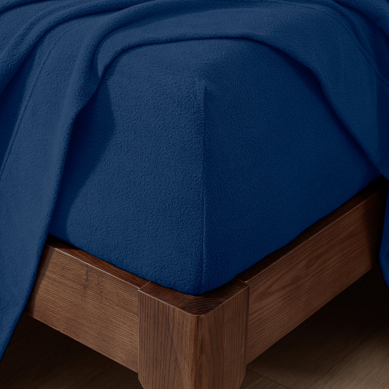 Drap-housse en micro-molleton très doux, Drap-housse simple très long, Bleu très foncé