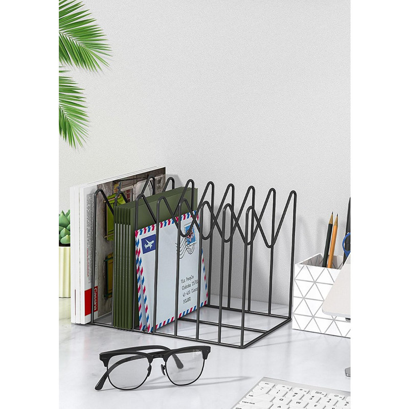 2 Sets Wire File Organizer For Desk,File Folder Holder/Rack/Stand,File Sorter Organizer,Desktop Record/Clipboard Holder,8 Sections Storage,Anti-Scratch/Rusty,Steel Stable Holder,Black