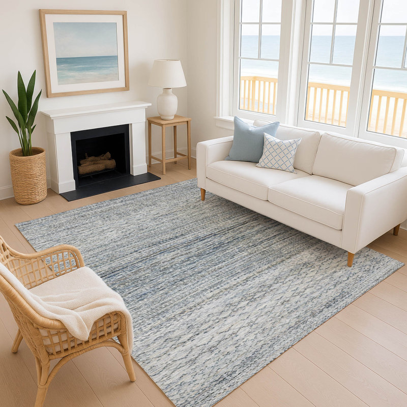 Premium Machine Washable Mayfield AMF2150 Striped Rug, Rectangle 3' x 5', Linen