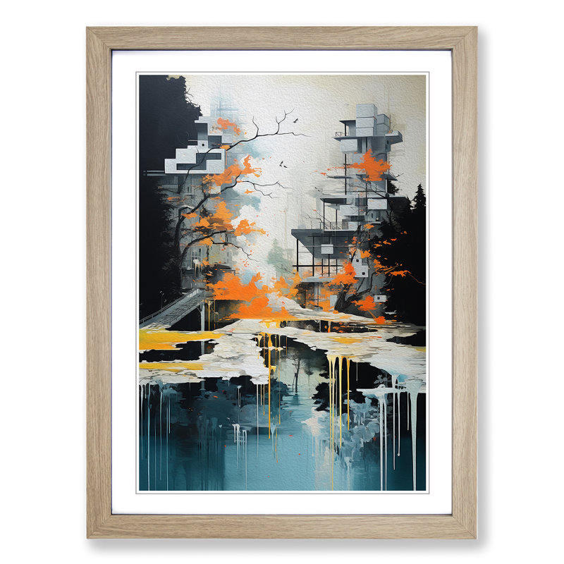 Stream Contemporary - Framed Print, Oak, 46cm H x 34cm W x 2cm D