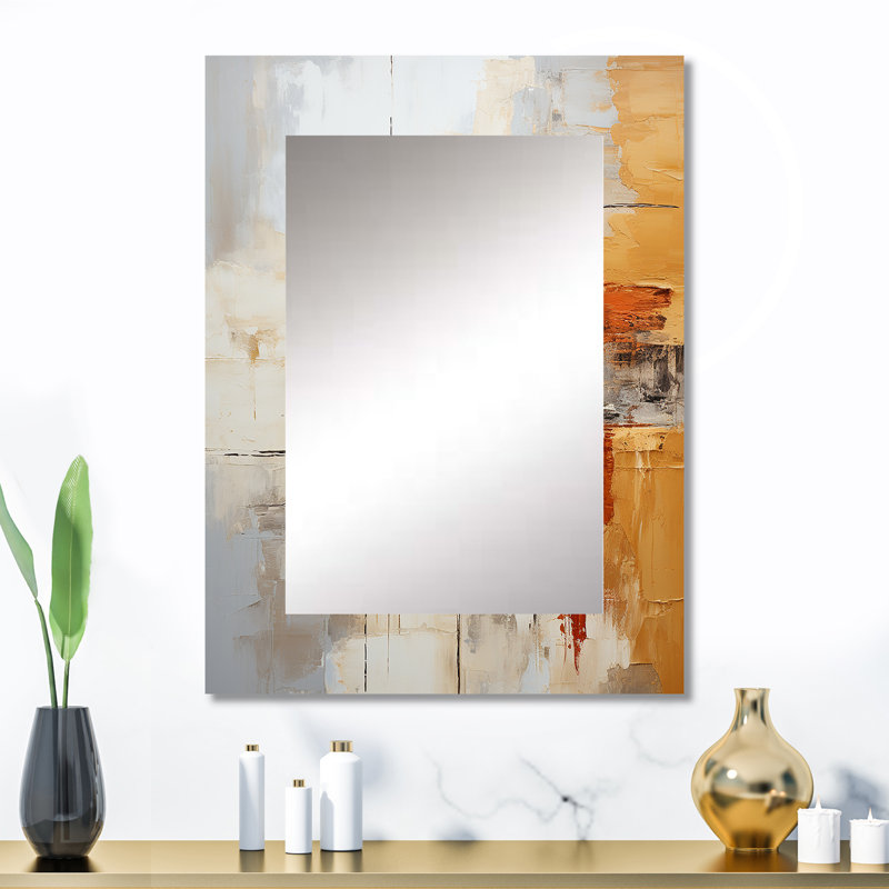 Orange Black Abstract Fractal Impressions - Fractals Mirror, Orange Decorative Wall Mirror, Printed Metal Art, 32" x 24"