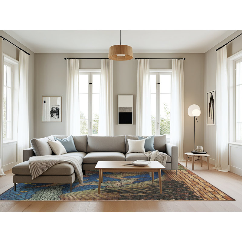 Tapis bleu / brun, Rectangle 8 pi x 12 pi