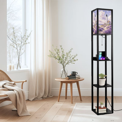 Dimmable LED Standing Floor Lamp Lighthouse Blooming, MDF Frame Floor Lamp with Remote Control, 3 Color Light, for Living Room Bedroom